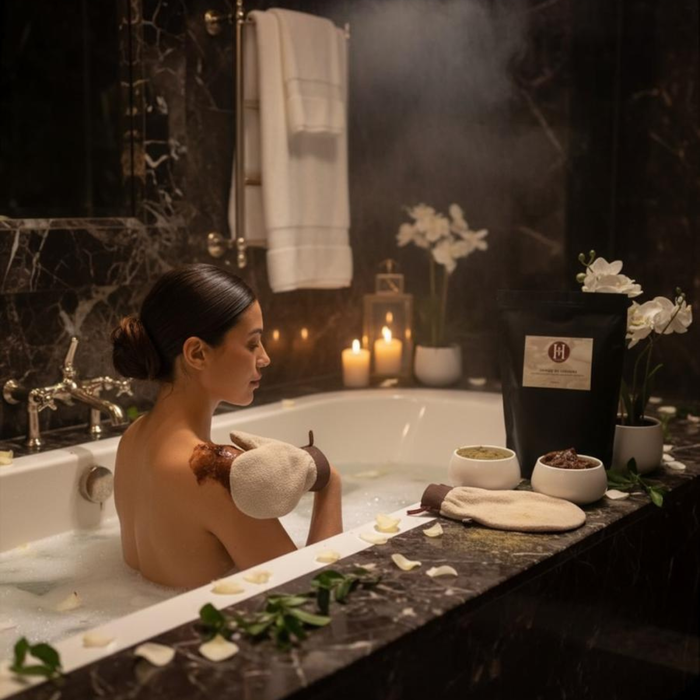 Fiche produit HINALYA – ingrédients et bienfaits de la Tabrima, utilisée dans le rituel du hammam marocain